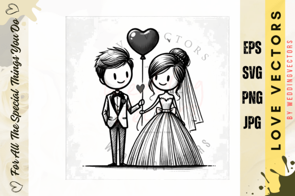 C4944: A Modern Take on Wedding Couple and Love Vectors