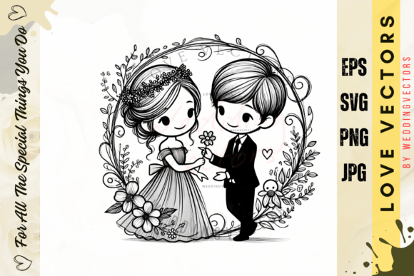 Celebrate Romance with Wedding Couple and Love Vectors - C558