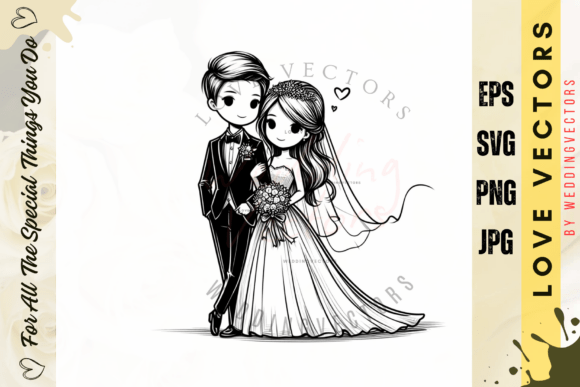 Celebrating Matrimony: Wedding Couple and Love Vectors - C2111