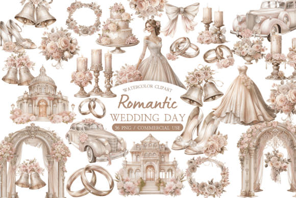 Charming Rustic Wedding Day Schedule Set Clipart