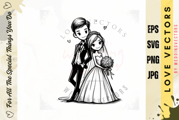 Elevate Projects with Wedding Couple and Love Vectors - C2449