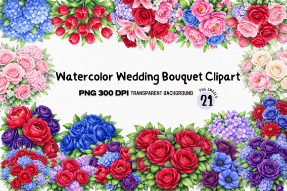 Elevate Your Designs with Watercolor Wedding Bouquet Clipart