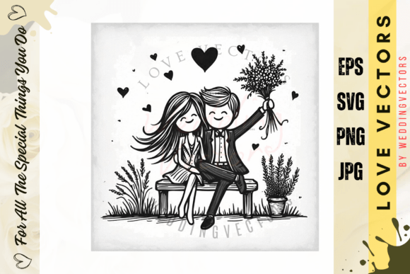 Elevate Your Projects with Wedding Couple and Love Vectors - C673