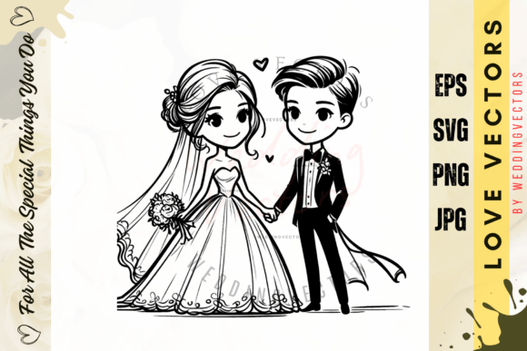 Elevate Your Visual Storytelling with Wedding Couple and Love Vectors - C1547