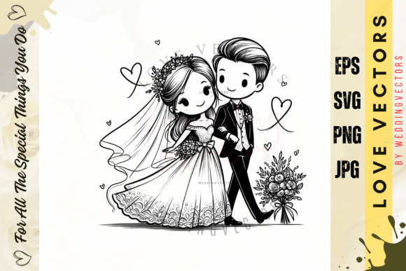 Embracing Romance with Wedding Couple and Love Vectors