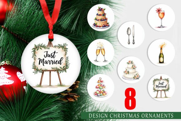 Timeless Elegance: Vintage Botanical Wedding Ornament & Christmas PNGs