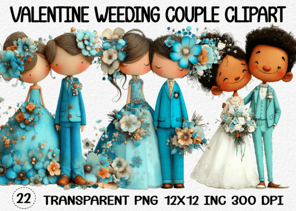 Valentine Wedding Couple Clipart: Design Assets for Your Projects