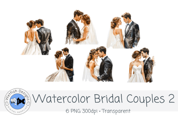 Watercolor PNG Wedding Bridal Couples 2: Infusing Designs with Romance