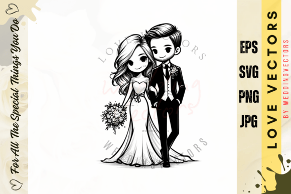 Wedding Couple and Love Vectors - C2195: Capturing Modern Romance
