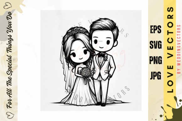 Wedding Couple and Love Vectors - C2613: A Golden Touch for Romance