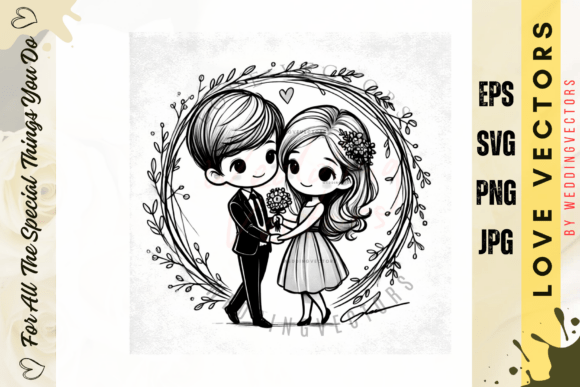 Wedding Couple and Love Vectors - C4961: A Minimalist Design Toolkit