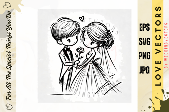 Wedding Couple and Love Vectors - C676: A Designer's Asset